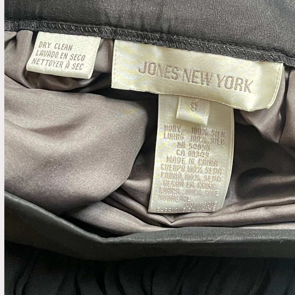 Jones New York Black Silk Highwaisted Midi Skirt Size 8 - Picture 8 of 9